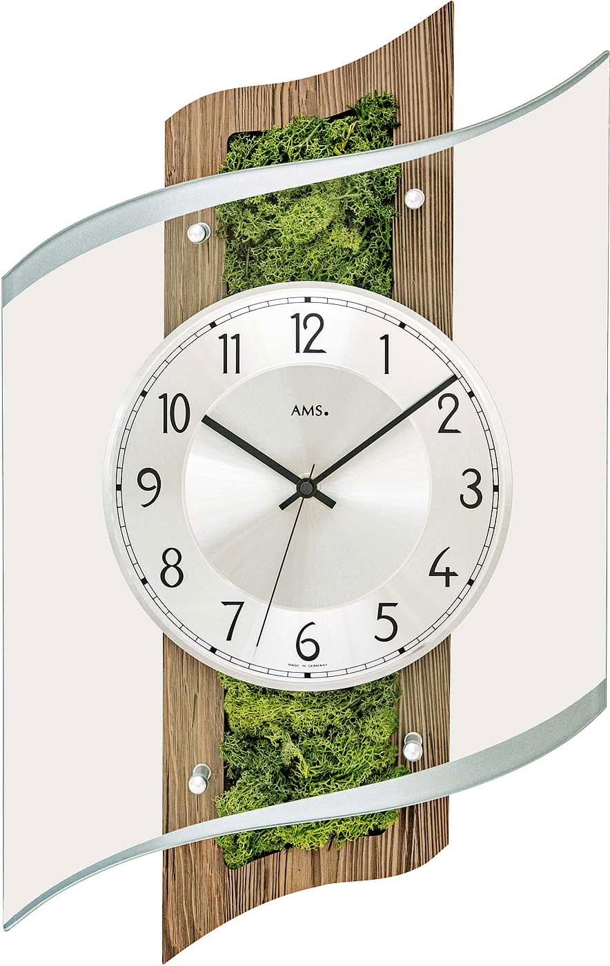 AMS Wanduhr 29x48x8 cm Holz • Funkgesteuert • Zeitloses Design