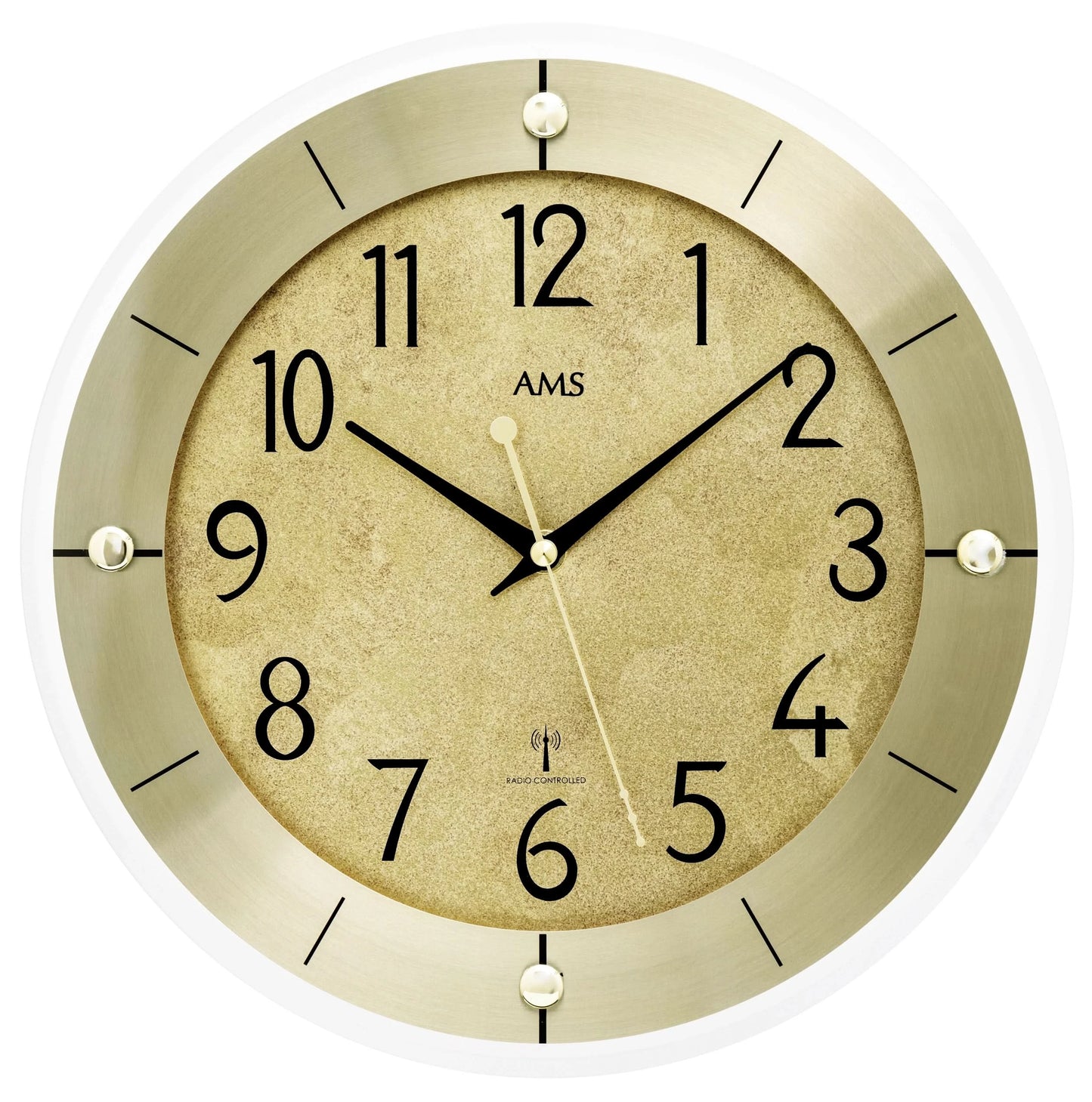 AMS Wanduhr 31 cm Ø Messing • Funkuhrwerk • Zeitloses Design