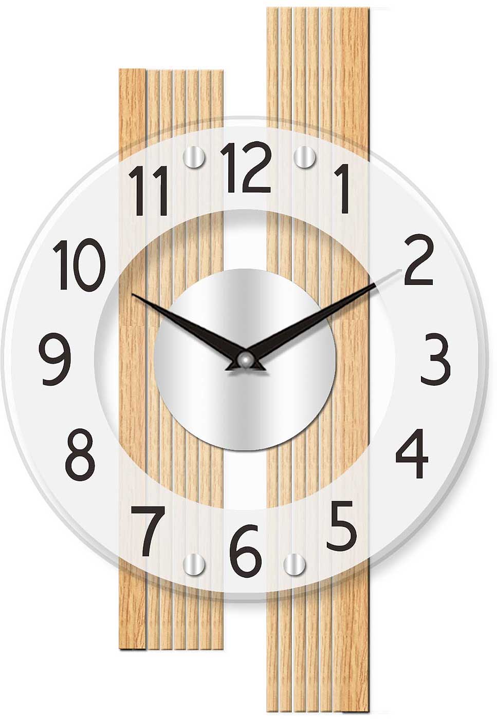 AMS Wanduhr 41x28x5 cm Holz • Funkwerk • Geräuschlos