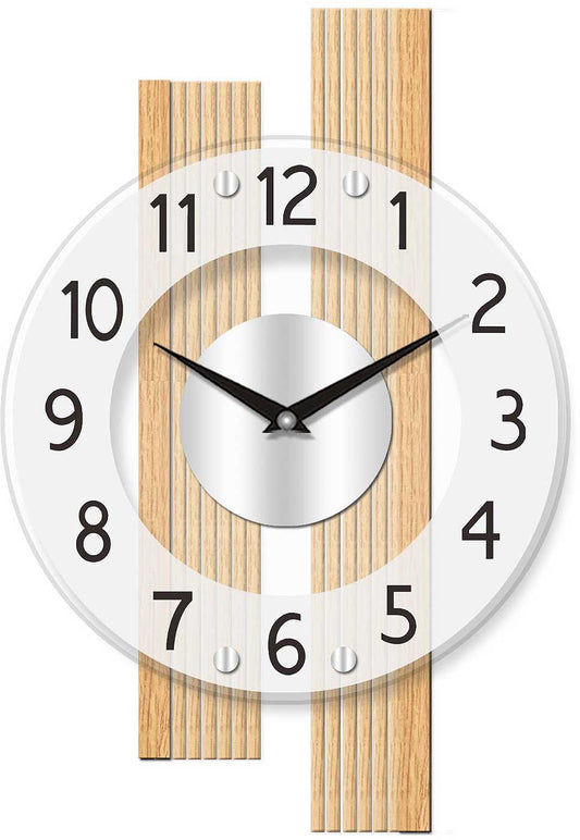 AMS Wanduhr 41x28x5 cm Holz • Funkwerk • Geräuschlos