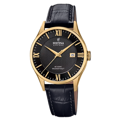 Festina F20010/4 Herrklocka Svart • Safirglas • Swiss Made Kvartsur