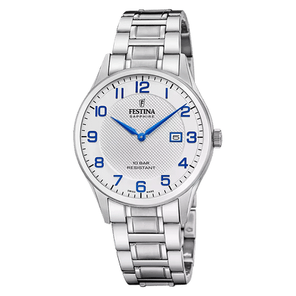 Festina Swiss Made F20067/1 Herrklocka Silver • Safirglas • Swiss Made Kvartsur