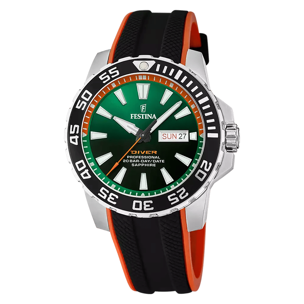 Festina F20662/2 Herrklocka Professional Diver Day-Date 45mm • Safirglas • 20 ATM
