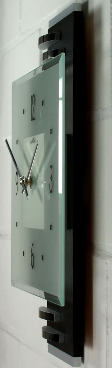AMS Wanduhr 36x22x5 cm Glas • Modernes Design • Präzises Quarzwerk