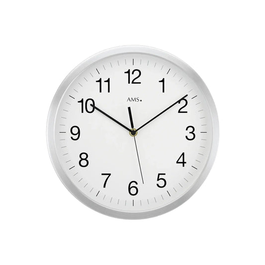AMS Funk-Wanduhr F5541 Wanduhr Silber 30 cm • Gebürstetes Aluminium • Mineralglas