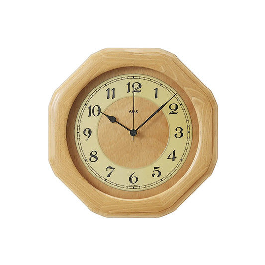 AMS F5859/18Q Wanduhr Buche • Buche Massivholz • Mineralglas
