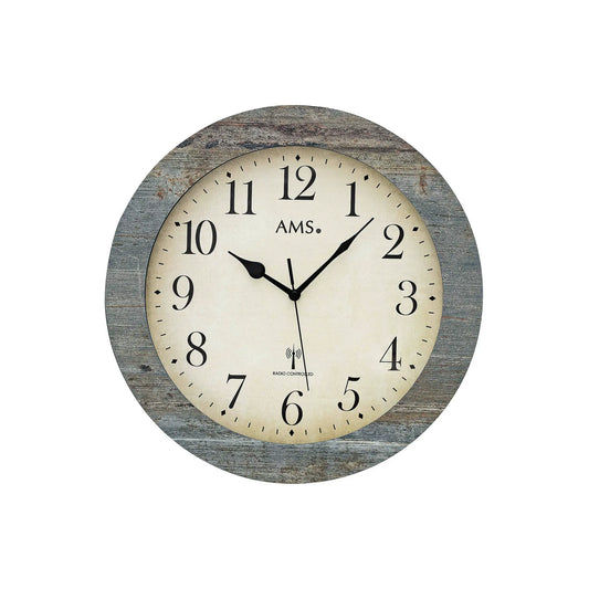 AMS Funk-Wanduhr F5562 Wanduhr Blau-Grau • Funk-Uhrwerk • Mineralglas