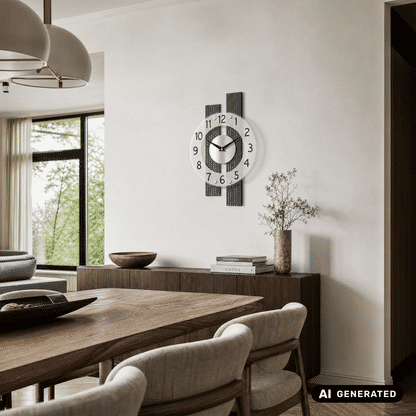 Wanduhr an der Wand mit anthrazitfarbenem Ziffernblatt und römischen Ziffern