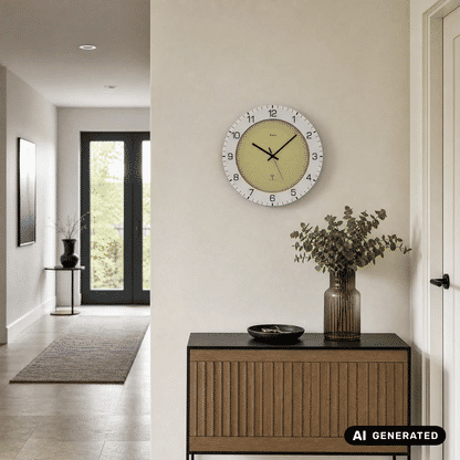 AMS Funk-Wanduhr mit hellgrauem Zifferblatt, weißen Ziffernring und schwarzen Zeigern