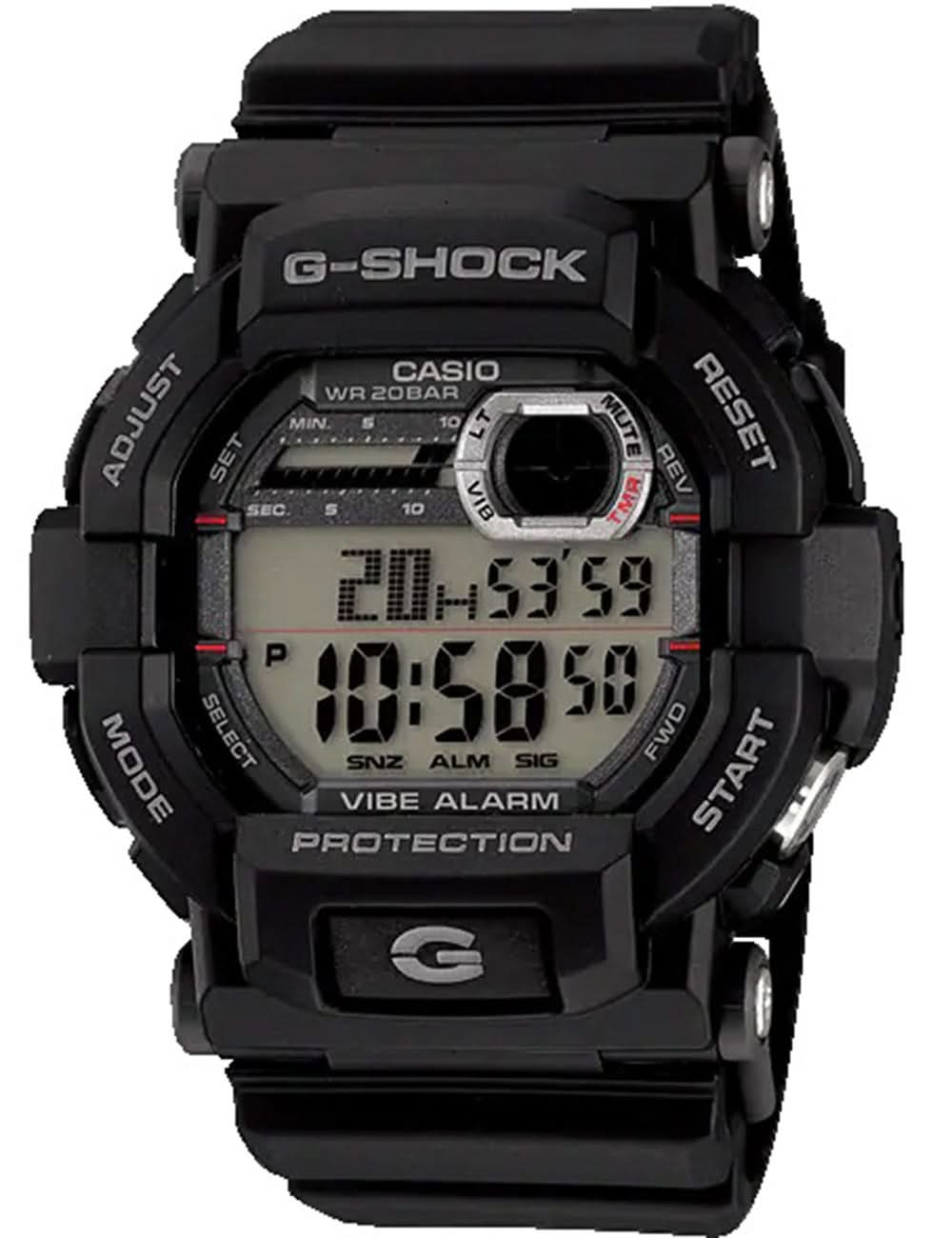 Casio G-Shock Herrenuhr mit digitalem Display, schwarzem Gehäuse und Armband