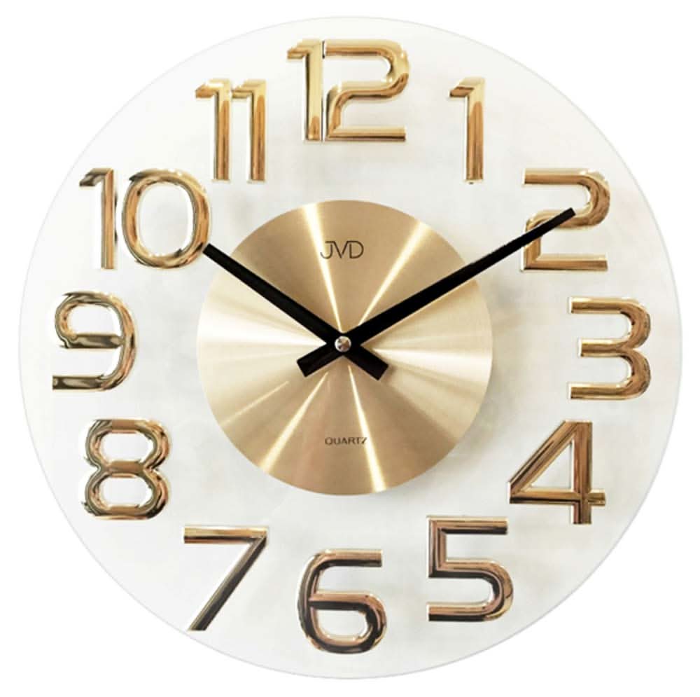JVD Wanduhr 34,5x34,5x3,5 cm Glas • Modernes Design • Transparente Optik