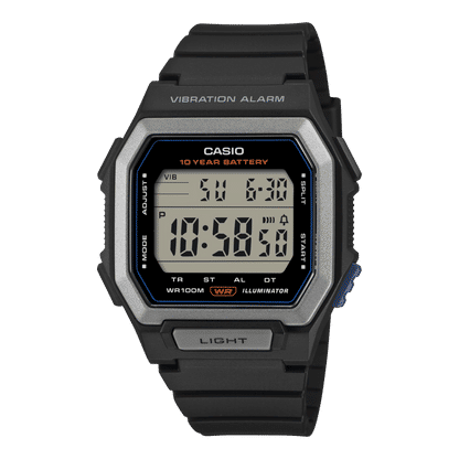 Casio W-738H-1AVEF Herren Digitaluhr Schwarz • Vibrationsalarm • 100-m-Wasserdichtigkeit