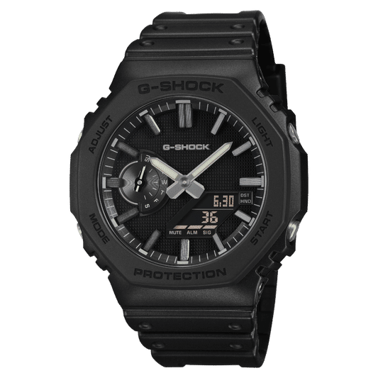 G‑SHOCK Herrenarmbanduhr mit schwarzem Resinband und schwarzem Zifferblatt