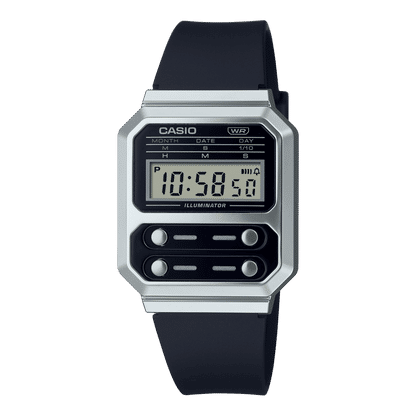 Casio A100WEF-1AEF Vintage Unisex Armbanduhr Silber • Retrodesign • Stoppuhr & LED-Licht