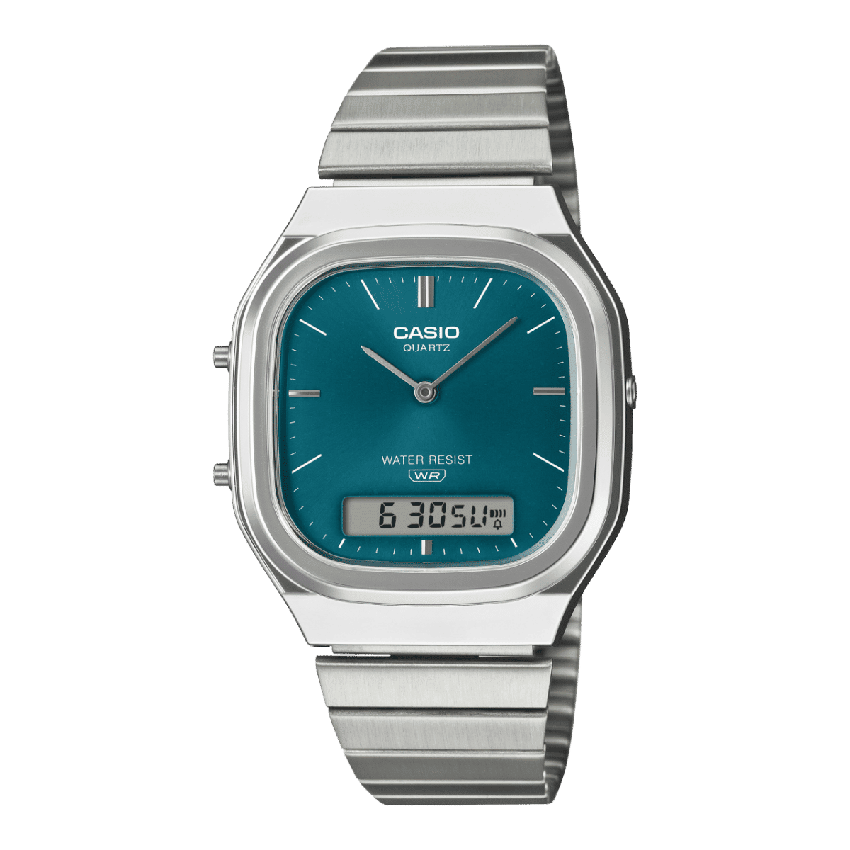 Casio Vintage AQ-240E-3AEF Armbanduhr Silber • Analog-Digital • Retro-modernes Design