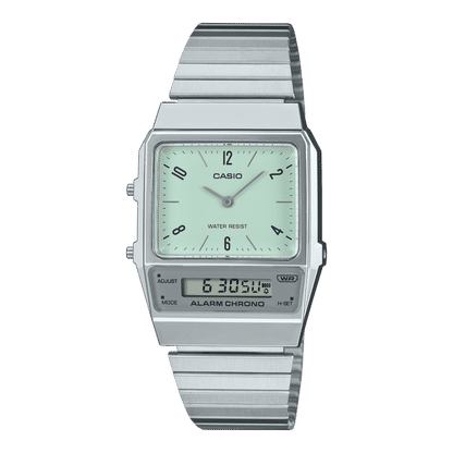 Casio Vintage AQ-800E-3AEF Armbanduhr Grün • Analog-Digital • Retro-Vintage-Design