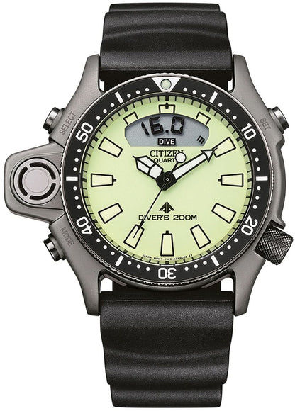Herrenarmbanduhr mit schwarzem Armband, gelbem Zifferblatt und Tauchlünette