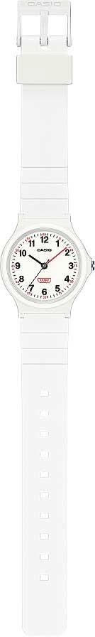 Casio Damenuhr mit weißem Armband, rundes Analogzifferblatt