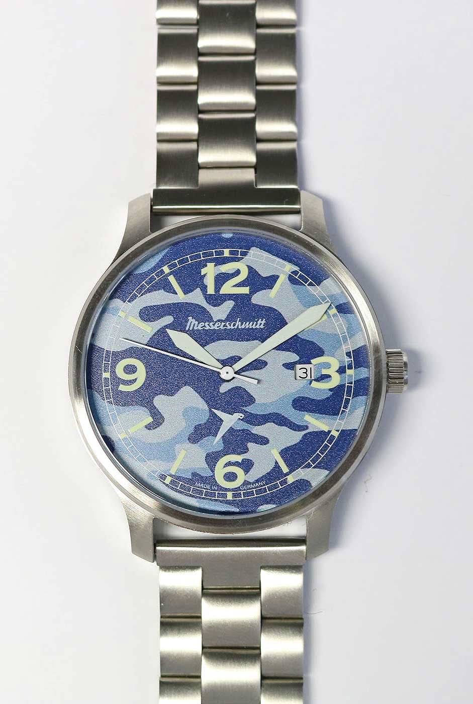Messerschmitt Navy ME-42N-MB Herrenuhr • Made in Germany • Blaues Camouflage-Design