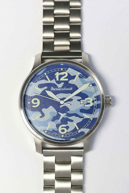 Messerschmitt Navy ME-42N-MB Herrenuhr • Made in Germany • Blaues Camouflage-Design