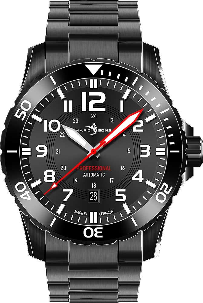 Marc & Sons Professional Diver MSD-050-04-S Men's Watch • Automatic • 50 Bar