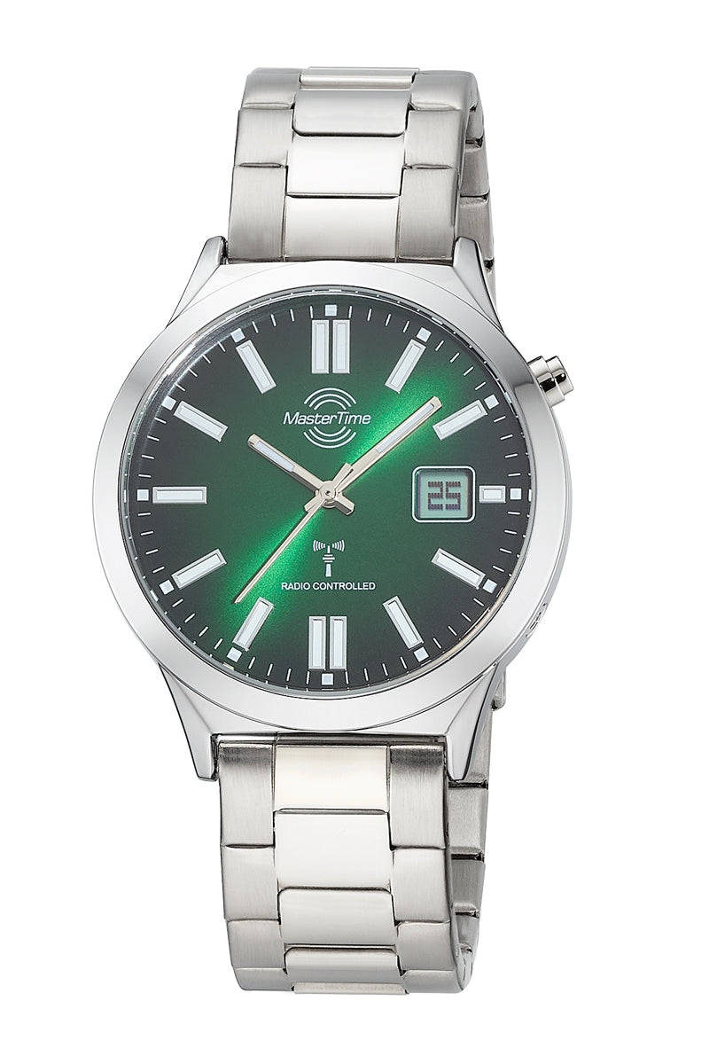 Master Time Super Power MTGA-10944-81M Herren Armbanduhr Grün • Funkuhrwerk • Analog-Digital-Anzeige