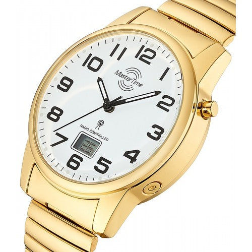 Master Time Super Power MTGA-10946-12Z Herren Armbanduhr Goldfarben • Funkuhrwerk • Leuchtzeiger & Leuchtziffern, Bild 2