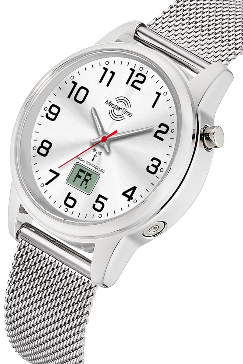 Master Time Lady Line MTLA-101001-42M Damenuhr Silber • Funk-Automatikzeit • Milanaise-Edelstahlband, Bild 2
