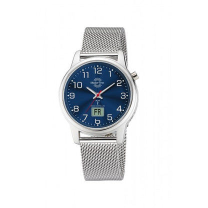 Master Time Lady Line MTLA-101002-32M Damenuhr Blau • Funk-Automatikumstellung • Milanaise-Edelstahlband