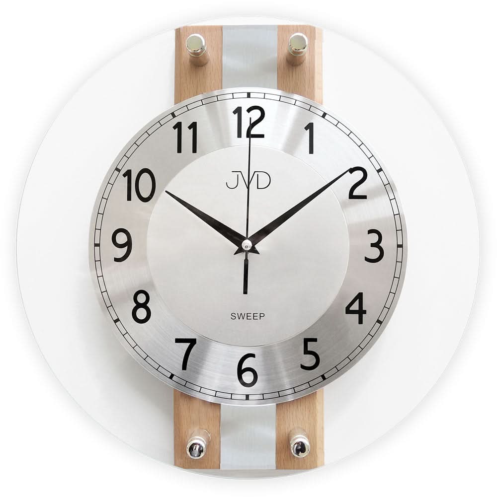 JVD Wanduhr 32x32 cm Holz • Geräuschloses Quarzwerk • Modernes Design