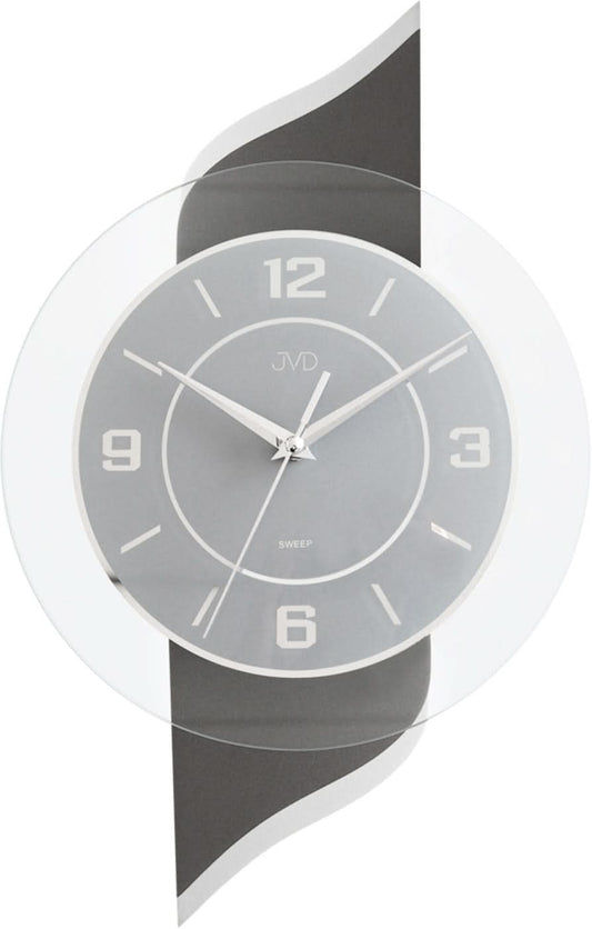 JVD Wanduhr 46x46x6,5 cm Glas • Geräuschloses Quarzwerk • Zeitloses Design