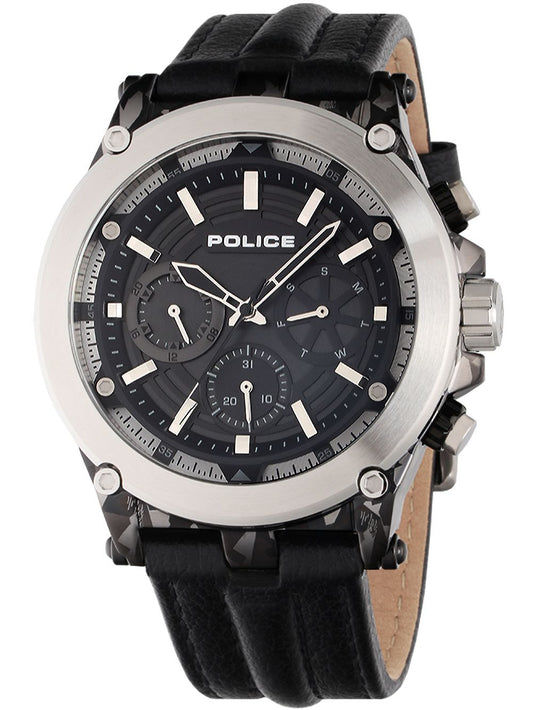 Police Taman PEWJF2226640 Herrenuhr Schwarz/Silber • Mineralglas • Leuchtzeiger & Indizes