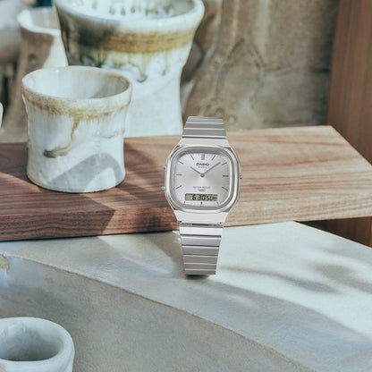 Casio Vintage AQ-240E-7AEF Armbanduhr Silber • Analog-Digital • Retro-modernes Design, Bild 4