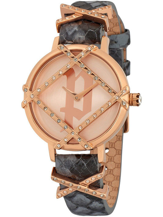 Police Rila PL16068BSR.32 Damenuhr Roségold • Mineralglas • Graues Lederarmband