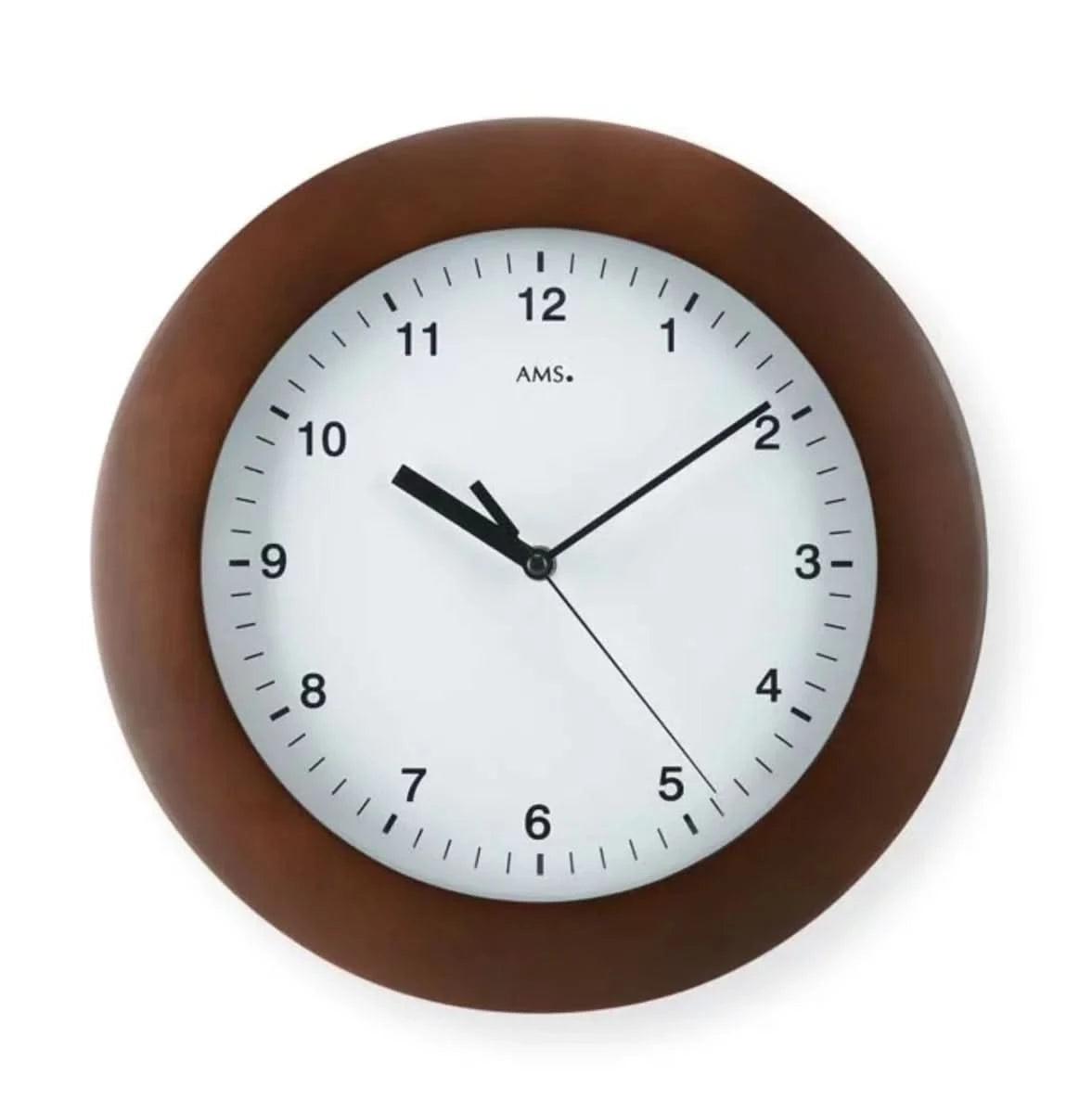 AMS Wanduhr 31x31x5 cm Holz • Funkgesteuert • Massivholzrahmen