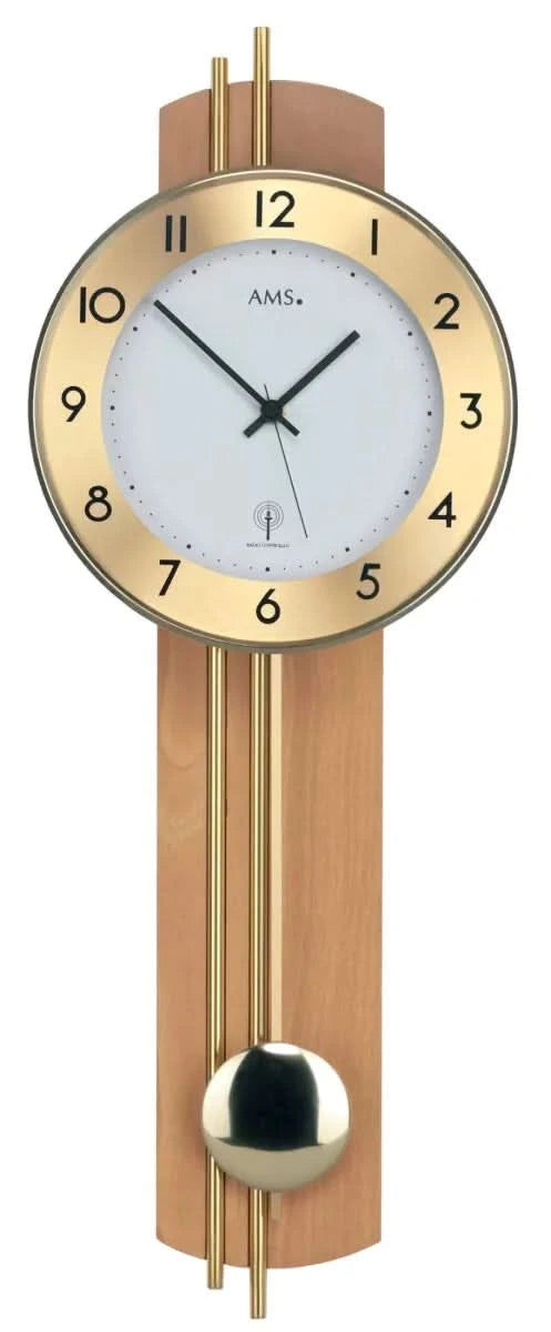 AMS Wanduhr 68x24x7 cm Holz, Messing • Funkgesteuert • Zeitloses Design