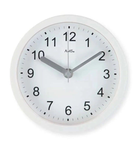 AMS Wanduhr 16x16x5 cm Kunststoff • Funkgesteuert • Feuchtigkeitsbeständig