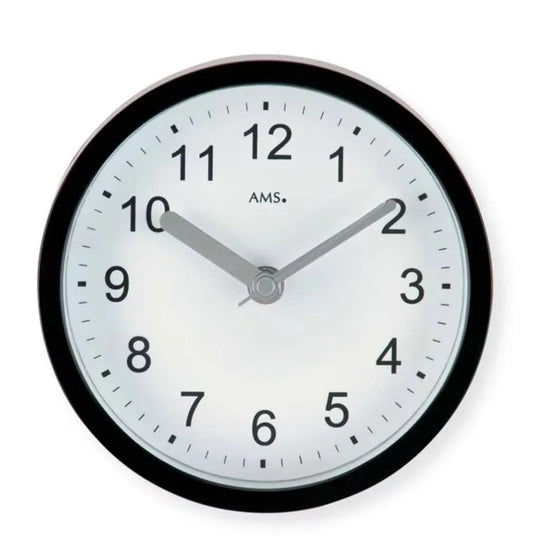 AMS Wanduhr 16x16x5 cm Kunststoff • Funkgesteuert • Ideal fürs Bad