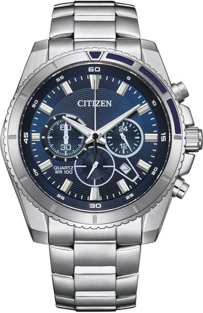 Citizen AN8201-57L Herrenuhr • Chronograph • Blaues Zifferblatt