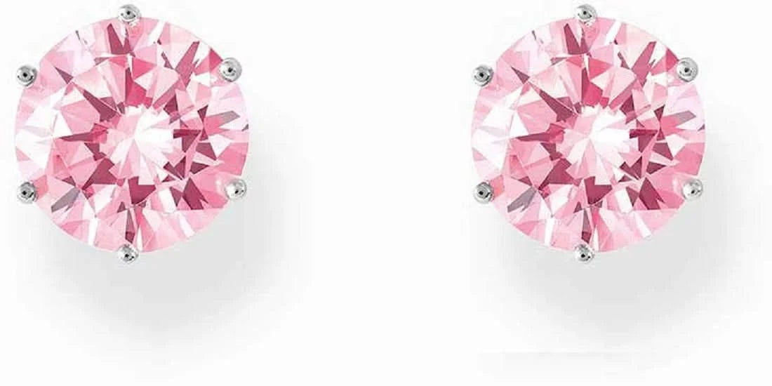 Thomas Sabo Ohrrstecker mit großem, pinkem Zirkoniastein im Brillantschliff