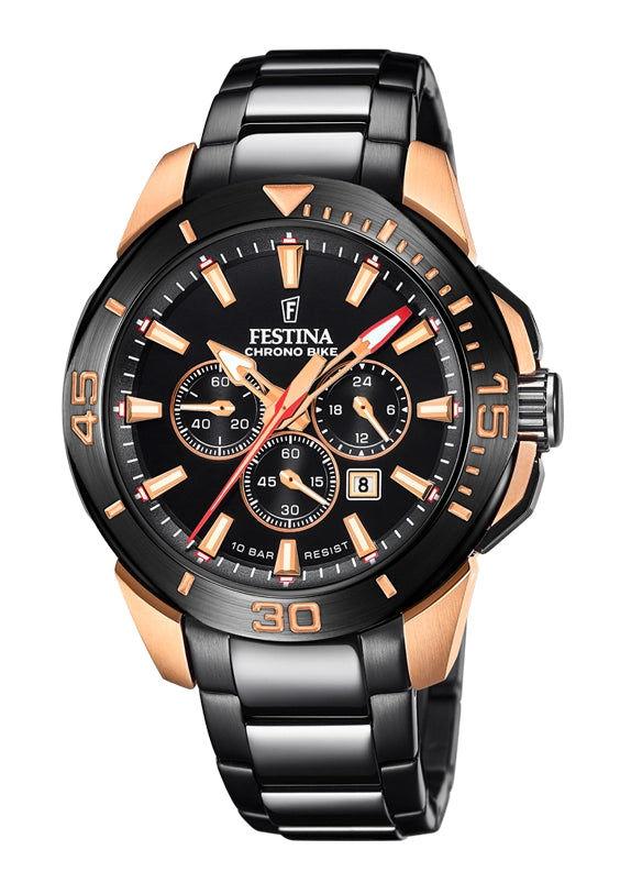 Festina Chrono Bike F20354/1 Herren Chronograph Roségold • Zyklopisches Fahrrad-Design • Mineralglas