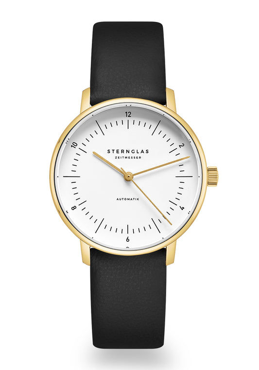 Sternglas Naos XS Automatik Damenuhr Gold Schwarz • Miyota Automatikwerk • Saphirglas gewölbt