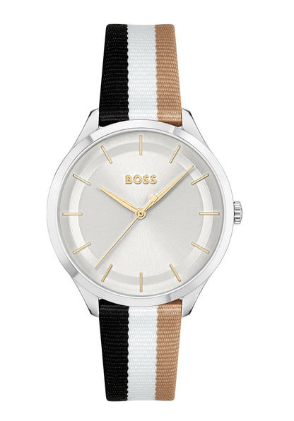 BOSS Pura 1502694 Damen Armbanduhr Silber • Sunray-Zifferblatt • Quarzwerk