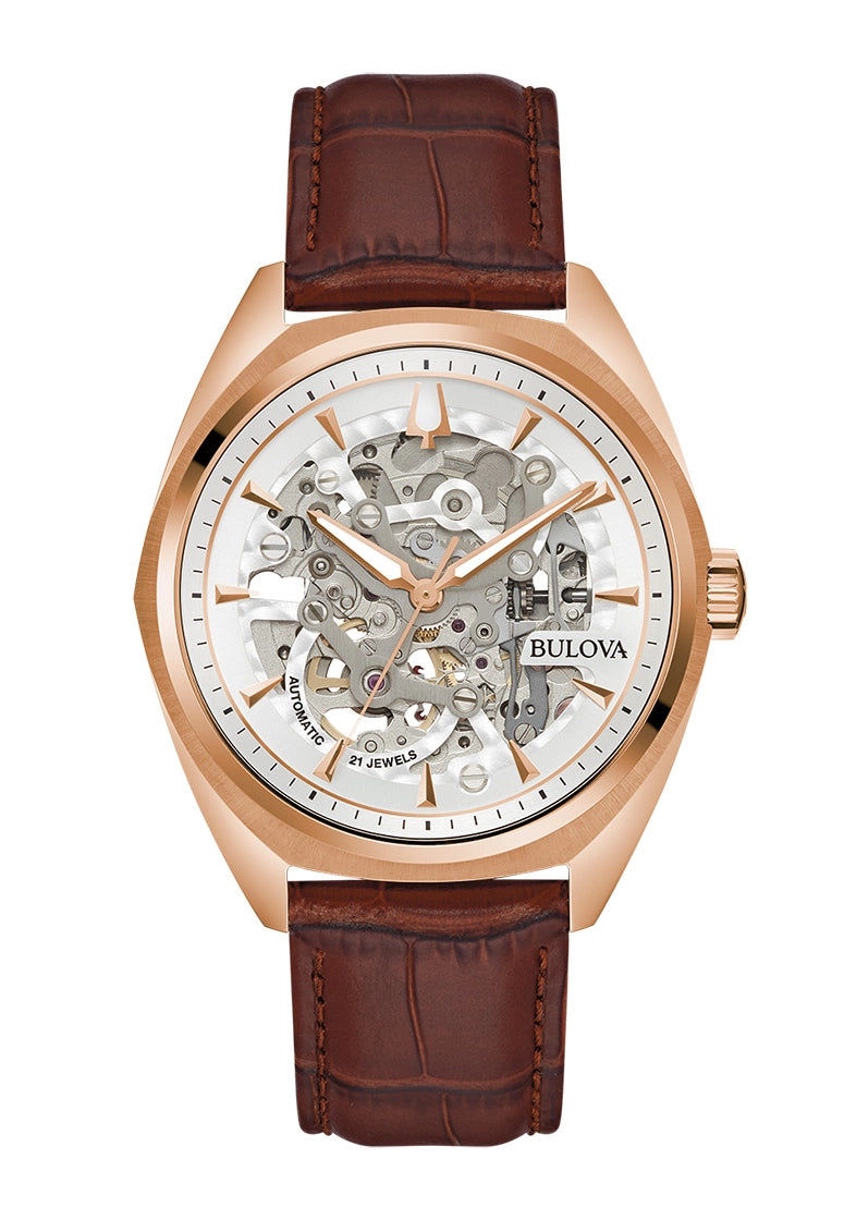 Bulova Old Classic 97A175 Herrenuhr Weiß • Skelett-Automatikwerk • Mineralglas gewölbt