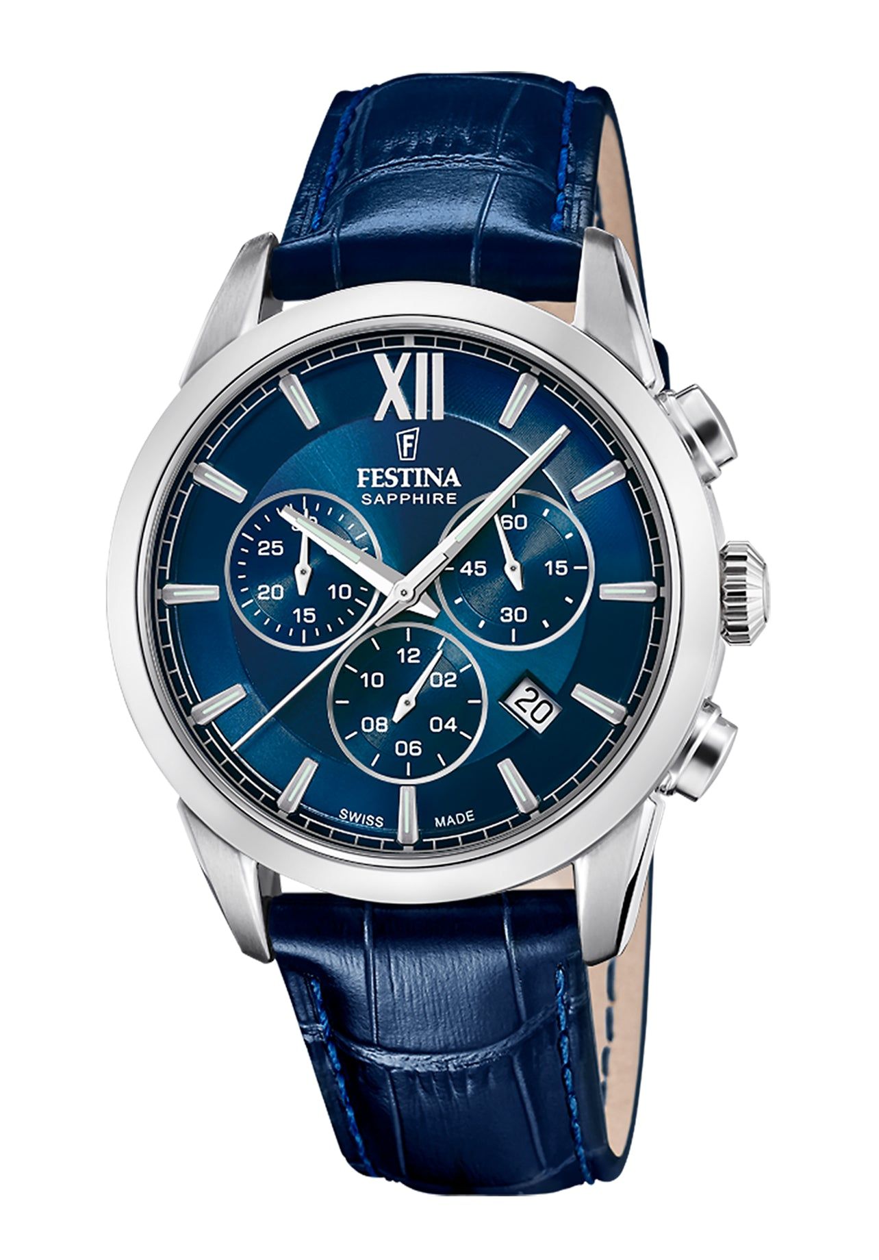 Festina Swiss Made Chronograph Ceramic F20042-2 Herrenuhr Blau • Saphirglas • Schweizer Quarzwerk