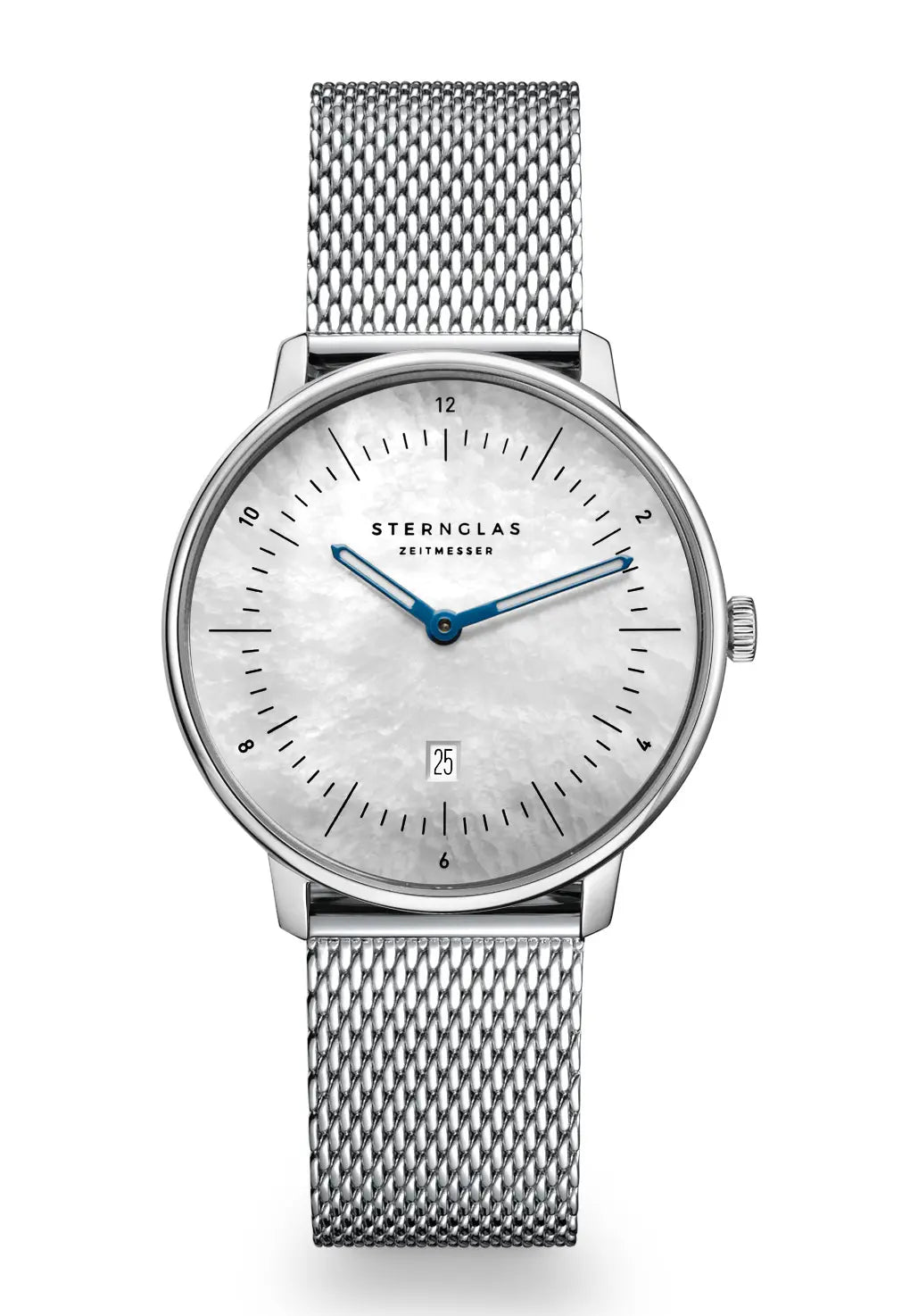 Sternglas Naos XS Edition Damenuhr Weiß • Perlmutt-Zifferblatt • Minimalistisches Bauhaus-Design