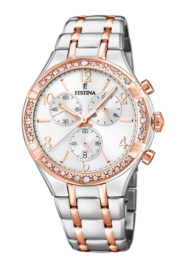 Festina Damenchronograph Damenuhr • Quarzwerk mit Chronograph • Elegantes Edelstahlgehäuse