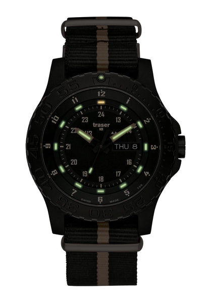 Traser Militäruhr Sand NATO-Band Schwarz/Sand • Tritium-Beleuchtung • Robuste Militär-Armbanduhr, Bild 2