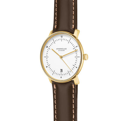 Sternglas Naos Edition Heritage Bridle Herrenuhr Braun • Leder-Armband im Vintage-Stil • Schlichtes Bauhaus-Design, Bild 2