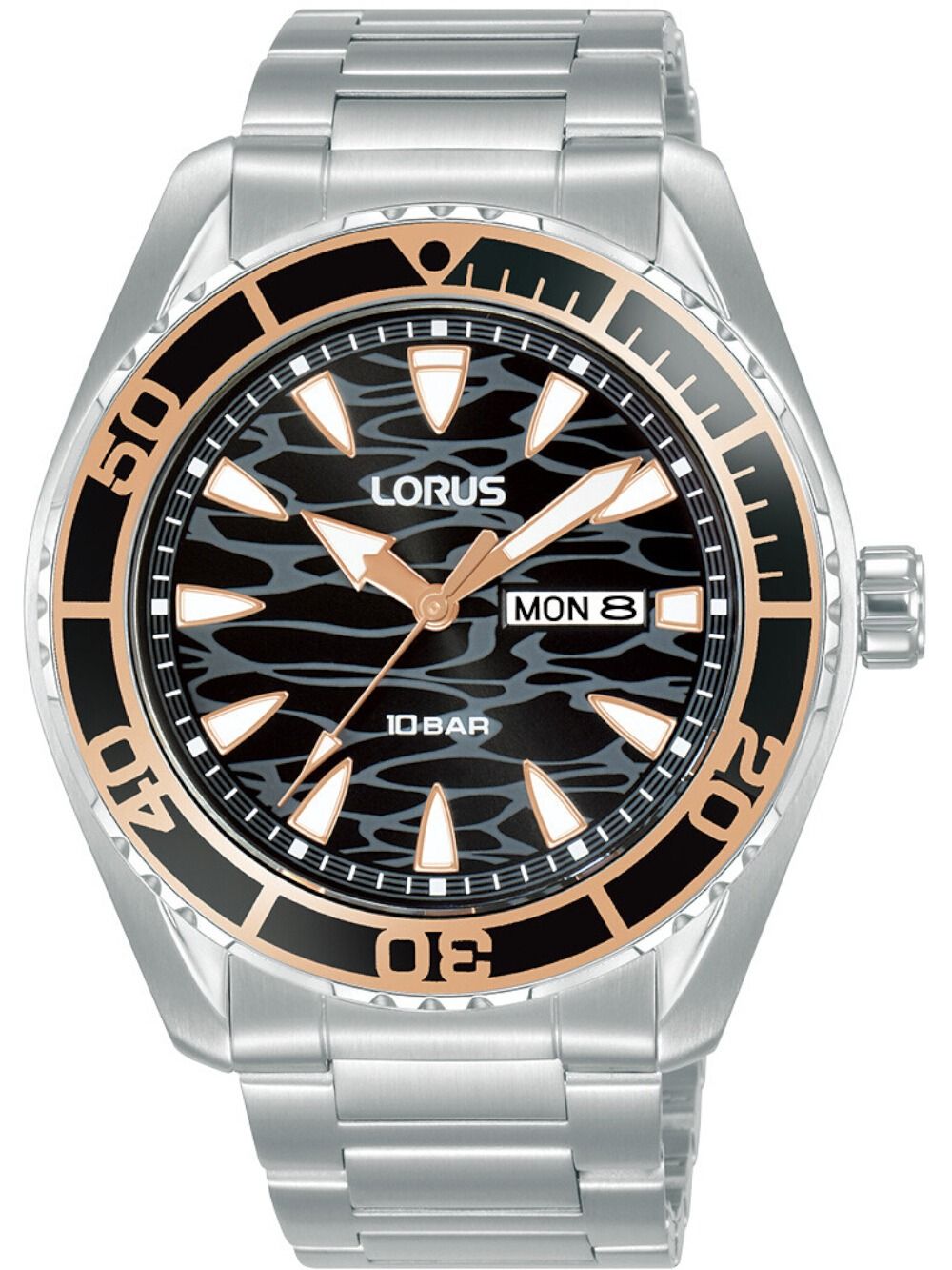 Lorus Sport RH387AX9 Herren Armbanduhr Schwarz • Mineralglas • Leuchtzeiger & Leuchtindizes